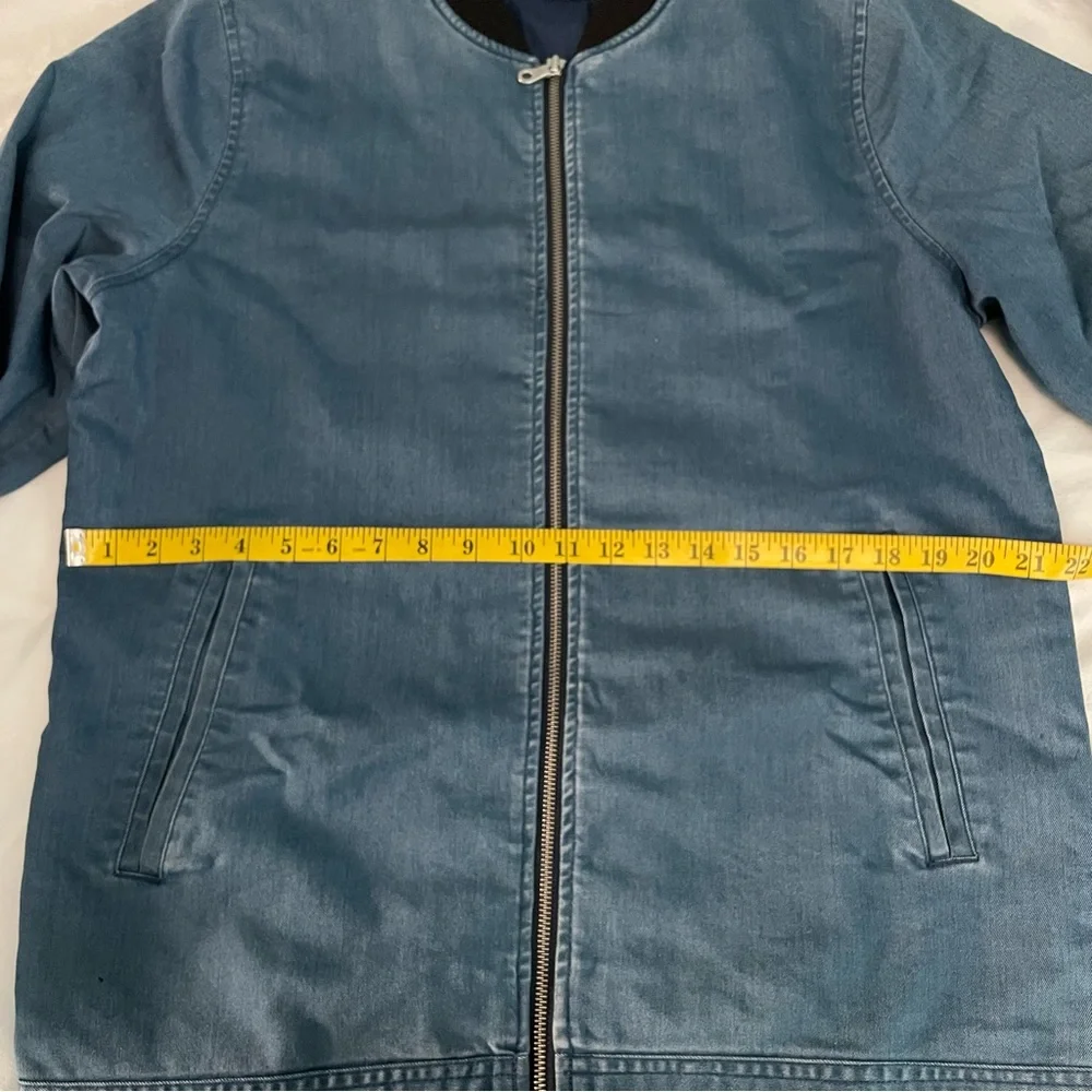 ASOS DESIGN Men’s Denim Oversized Bomber Jacket (size: S)